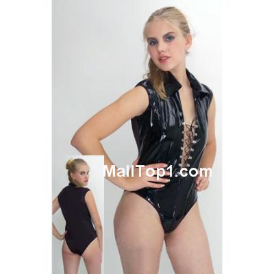 Leather Lace-Up Teddy, Allure Leather,#N2252