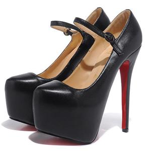 Buckle High Platform Pumps, Black Stiletto High Heels, Party High Heel Pumps, #SWS12089