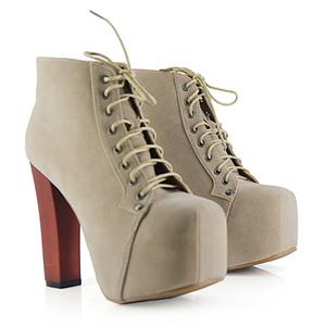 Patent  Ankle Boots, Apricot Lace-up Ankle Boots, Suede Martin Boots, #SWB80017