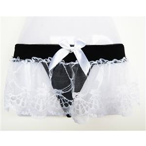 Black Lace Panties With Pleated Skirt, Red Sexy Skirt Panties, Panties with Skirt, #PT0030