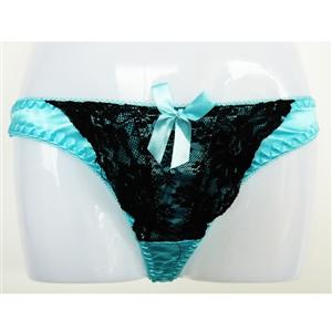 Blue Lace G-Strings, Contrast Lace Overlay G String, Lace Thongs, #PT0022