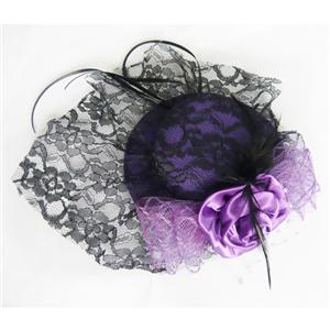 Purple Lace Top Cap, Lace Rose Top Cap, Mini Top Hat, #J7331