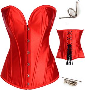 Red Boned Corset, Boned Corset, Metal Boned Corset, #N2927