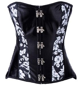 Cross Buckle Front Corset, Black Corset, Steampunk Corset, #N4909