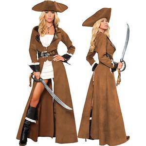 Deluxe Pirate Captain Costume, Brown Pirate Costume, Long Pirate Costume, #N4277