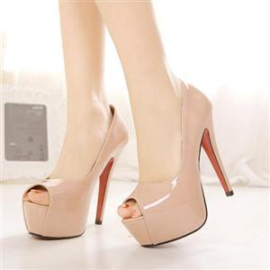 Apricot High Heels Shoes, Cheap Lady Shoes, Elegant Peep Toe Shoes, Hot Sale Discount Women