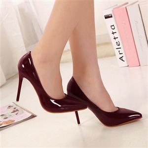 Elegant Wine-Red High Heels, Fashion Lady Pointed Toe Stiletto Shoes, Cheap Party Shoes, Office Shoes, #SWS20251