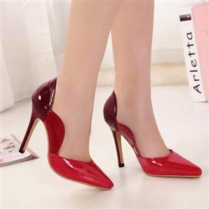 Bright Red Fashion Shoes, Stiletto Wedding High Heels, Pointed Toe High-Heeled Shoes, #SWS20204