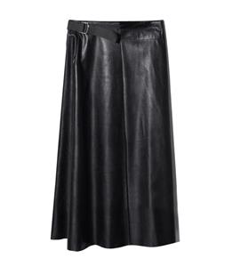 Faux Leather Skirt, Midi Flare Skirt, Black Skirt for Women, Mid Claf Skirt, Casual Skirt, Swing Skater Skirt, Business Skirt, #N13065