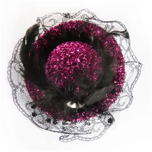 Fever Mini Top Hat on Headband, Deep pink Glitter Mini Top Hat, Mini Top Hat, #J7294