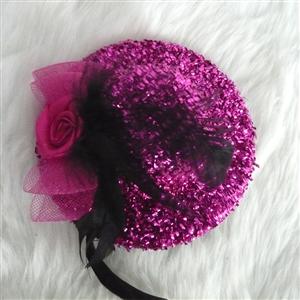 Flower Flannel mini Top Hat, Sequin Rose Mini Top Hat, Mini Top Hat, #J7341