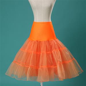 Sexy Orange Skirt Petticoat, Fashion Orange Skirt, Cheap Ladies Tulle Petticoat, Party Dress Petticoat, Plus Size Petticoat, #HG11254