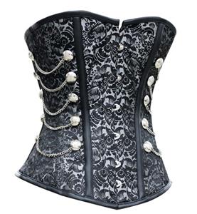 High Quality Black Steel Bone Overbust Corset N10068