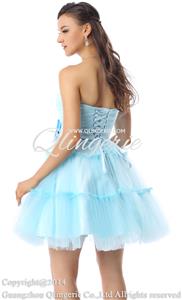 mini sweet dresses ruffles prom short light strapless charming mesh line