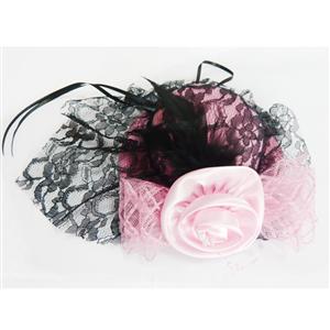 Light Pink Lace Top Cap, Lace Rose Top Cap, Mini Top Hat, #J7328
