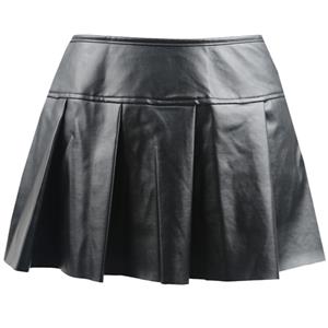 Faux Leather Skirt, Sexy Gothic Leather Skirt, Pleated Faux Leather Skirt, #HG8225