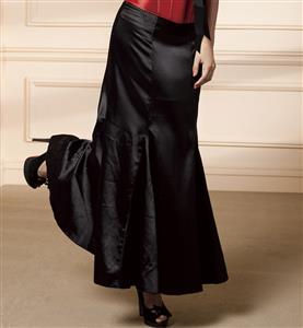 Satin Long Skirt, Vintage Maxi Long Skirt, Black Maxi Long Flared Skirt, #HG8477