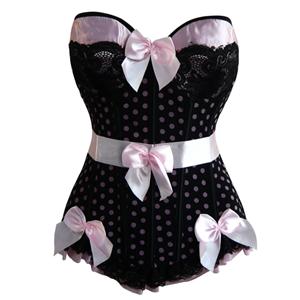 Strapless underwire corset, Pin-Up Polka Dot Underwire Corset, Pin-Up Polka Dot Corset, #N4495