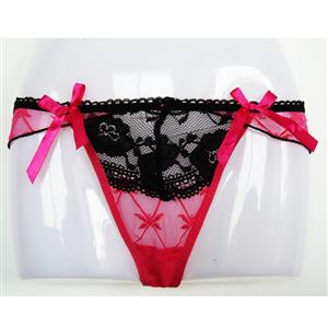 Pink & black Lace Thong, Lace Thong Panty, Lace Underwear, #PT7248