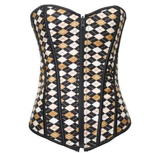 Plaid Print Reversible Corset, Plaid Corset, Reversible Plaid Print Corset, #N5383
