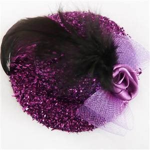 Purple mini Top Hat, Sequin Rose Mini Top Hat, Mini Top Hat, #J7342