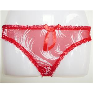 Red Patterned Boyshort, Lace petals, Full Coverage Panties, #PT7171