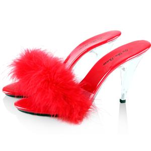 Red Maribou Mules, Maribou Clear Mules, Red Mules, #SWH11019