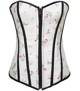 Reversible Corset Set, White Satin and Floral Brocade Corset, Reversible Corset, #N5368