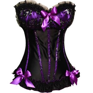 Romantic purple Corset, purple Ruffle Corset, Scarlet Fever Corset, #N1556 