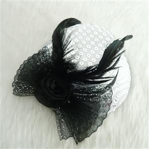 Silver Sequin Mini Top Hat, Sequin Mini Top Hat, Hair Clip Mini Top Hat, #J7062