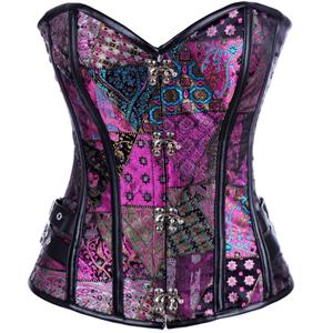 Streampunk Vegan Corset, Steel Boned Corset, Steampunk Corset, #N4829