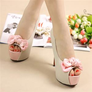 Bow Platform Pump, Fish Head High Heels, Bow Fish Head Heel Pumps, #SWS12060