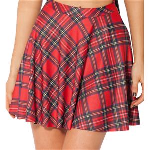 Tartan Red Skater Skirt, Tartan Red Skirt, Tartan Skater Skirt, #HG7958