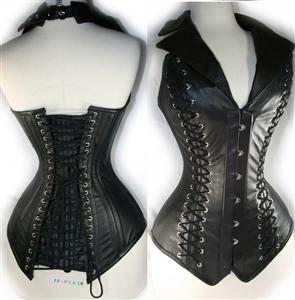 2pcs Vest Leather Corset, Vest Leather Corset Black, Leather Corset Black, #N4392