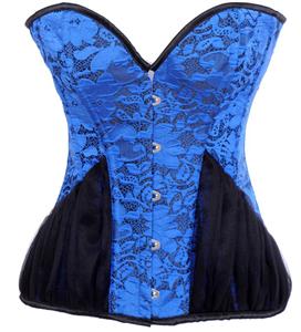 Steel Bones Corset, Blue Multi-tonal Corset, Multi-tonal Steel Bones Corset, #N4393