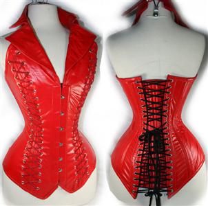 2pcs Vest Leather Corset, Vest Leather Corset Red, Leather Corset Red, #N4391