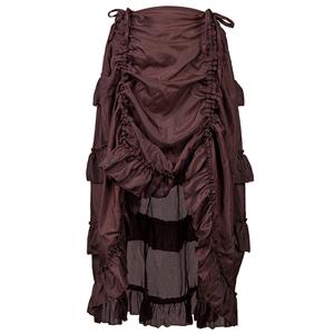 Steampunk Skirt, Gothic Cosplay Skirt, Halloween Costume Skirt, Pirate Costume, Elastic Skirt, Short Front Ruffle Skirt, #N12982