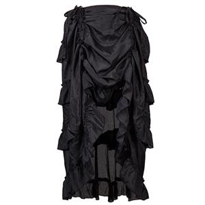 Steampunk Skirt, Gothic Cosplay Skirt, Halloween Costume Skirt, Pirate Costume, Elastic Skirt, Short Front Ruffle Skirt, #N12983