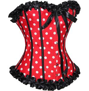 Red Polka Dot Corset, Corsets, Polka Dot Corset, #N1844