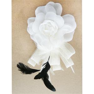 White Flower Hair Clips, Clothes brooch, Rose headwear Hair Clip, # J7346