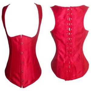 red satin corset , underbust corset, red underbust corset, #N1440