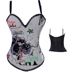 Graffiti Printed Corset, Hell Cat Graffiti Print Corset, features Hell Cat Corset, #N1478