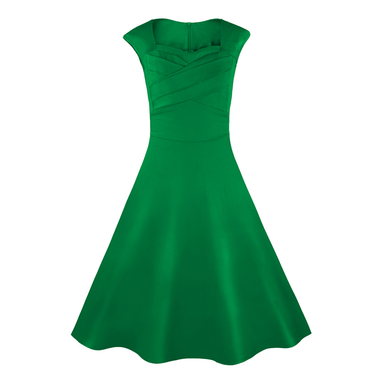 1950's Vintage Retro Green Cotton Party Cocktail Swing Tea Dress N1107