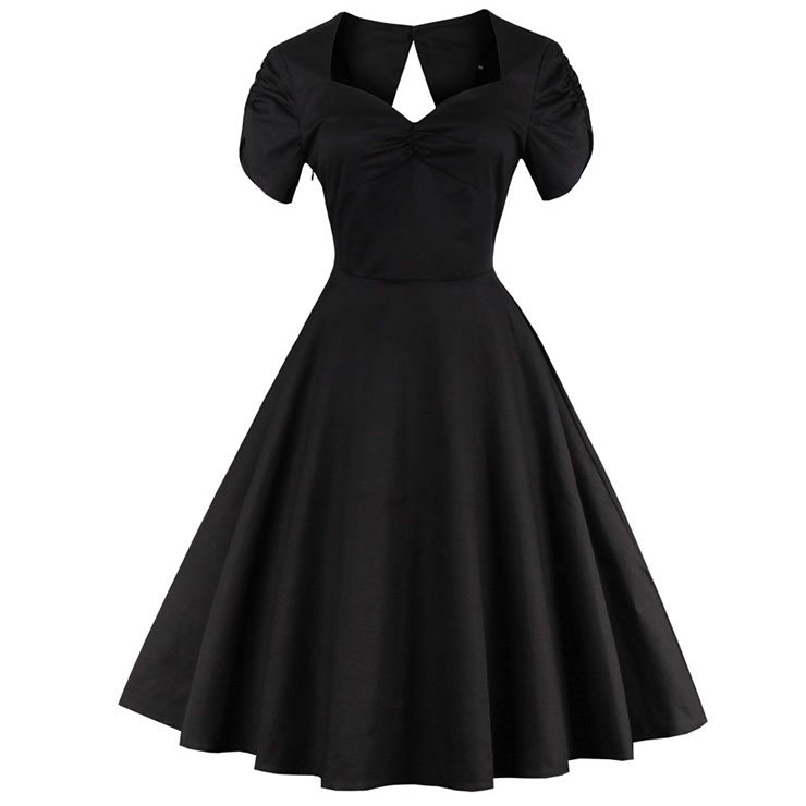 Elegant 1960's Vintage Black Cocktail Party Dress N12815