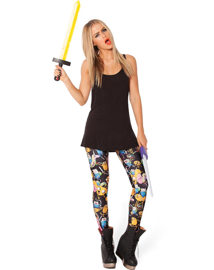 Adventure Time Montage Black Leggings, Black Leggings, Adventure Time Montage Leggings, #L8150