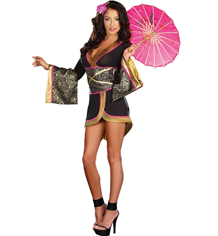 Asian Persuasion Costume, Short Asian Cutie Costume, Japanese Geisha Costume, #G8813