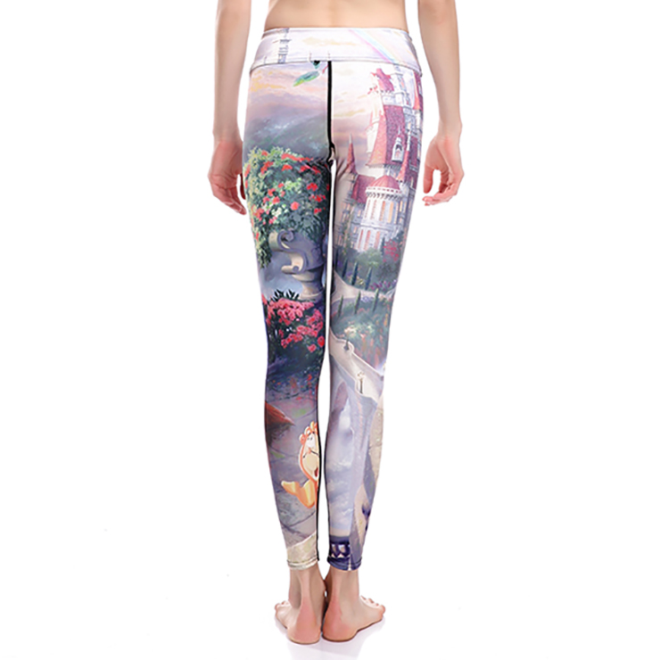 thumbnail interactive-video image 1 of Disney Beauty And The Beast Yoga Leggings – OSFM Ankle Length, Cotton Spandex 1 of 3