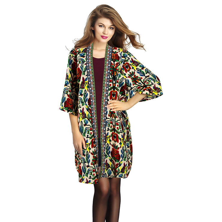 Women's Vintage Tribal Print Coat N12453