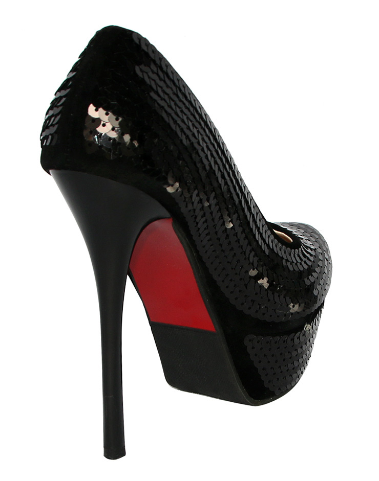 black sequin platform heels