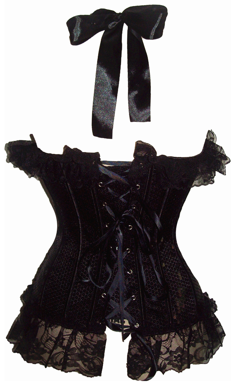 Sequin Halter corset, Black Sequin Halter Top Corset, Black Sequin Halter Corset, #N5185